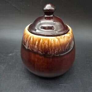 McCoy Pottery Brown Drip Sugar Bowl Mini Crock Vintage USA Pottery